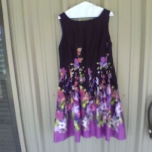 Brand New Womens Black Floral Fit & Flare Sleeveless Midi Dress Size 14 Coastal